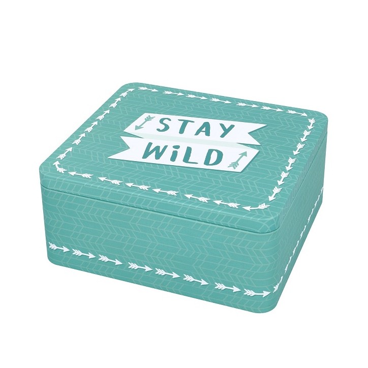 STAY WILD Blechdose - Geschenkbox Türkis Stay Wild - 439894 - Cookie Geschenkbox Türkis