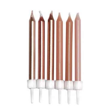 Metallic Nude Geburtstagskerzen Set 12 Stück - Metallic Neutral Mix Cake Candles AHC237