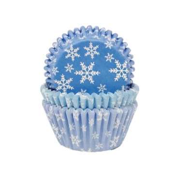 Winter Cupcakeförmchen - Schneeflocken Cupcake Backförmchen - Muffin Förmchen Schneeflocken