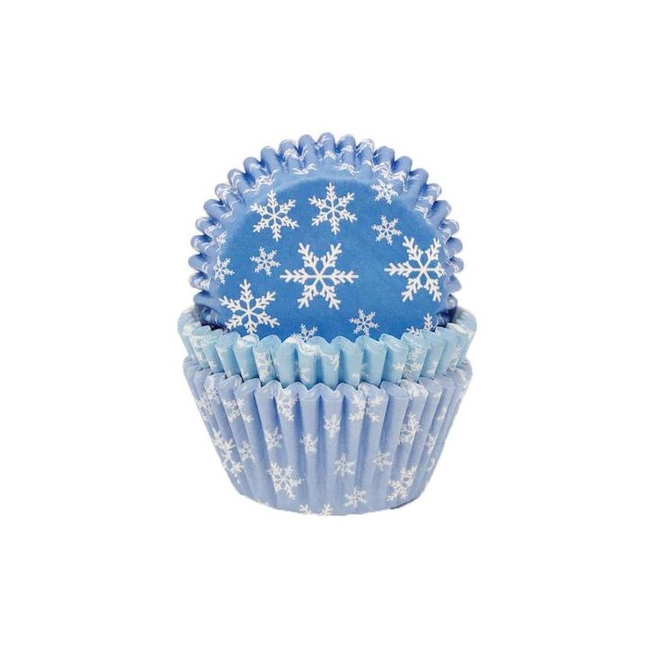 Snowflakes Cupcake Cases 75pcs - Winter Baking Cups - Snowflake Muffin Liners