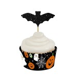 Anniversary House Glitter Bat Cupcake Topper, 12 pcs