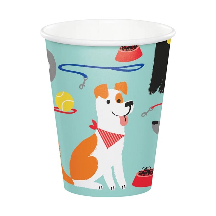 Dog Party Paper Cups 256 ml - Pack of 8 - PC336049 - Creative Party Dog Partyware