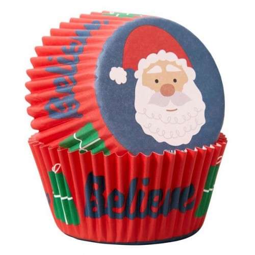 Wilton Cupcake Cases Santa Believe, 75 pcs