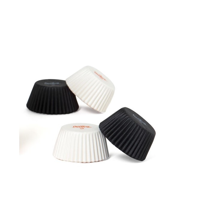 Black & White Assorted mini muffin cups 0339752 - Mini Cupcake Liners Black/White