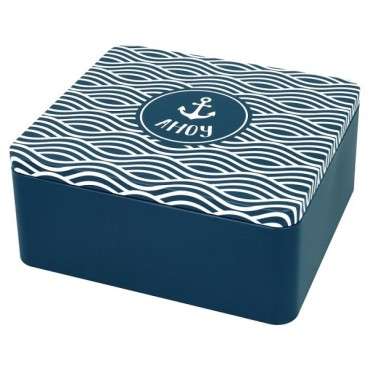 AHOY Birkmann Cookie Tin - Blue wavy Tin Box AHOY - 439887 Biscuit Tin AHOY