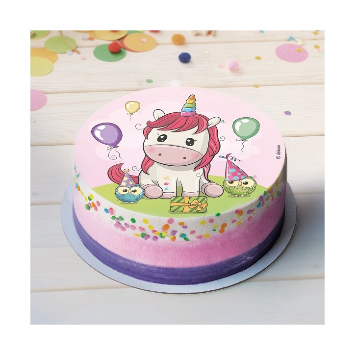 Unicorn Cake Disc - Glutenfree Waferpaper Disc Unicorn Baby - 145096 BABY UNICORN WAFER CAKE DECORATING DISC 20CM