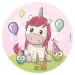 deKora Wafer Cake Disc Baby Unicorn, 20cm