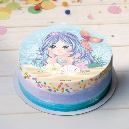 MERMAID WAFER CAKE DECORATING DISC 20CM - Glutenfree Mermaid Edible disc 20cm