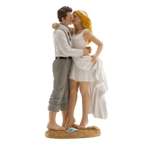 DeKora Newly-Weds on the beach Cake Topper, 17cm