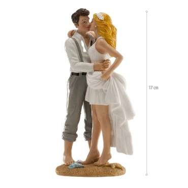 Hochzeitstortenfigur Brautpaaar am Strand, Brautpaar Tortentopper Strandhochzeit, Hochzeitstortentopper am Strand 305226,