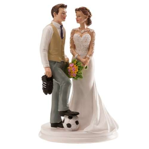 DeKora Soccer Playing Groom Wedding Cake Topper, 18cm