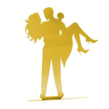 Hochzeitstopper Silhouette Brautpaar - Goldener Brautpaar Kuchentopper