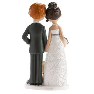 Cake Topper Brautpaar mit Hund - Hochzeitstortenfigur Brautpaar und Hund