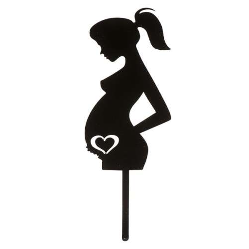 DeKora Silhouette Pregnant Women Cake Topper Black 16x6cm