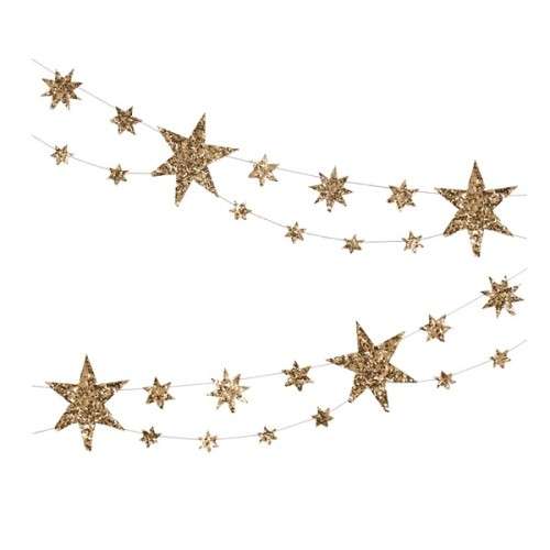 Meri Meri Eco Sparkling Star Garland Gold, 1.8 Meter