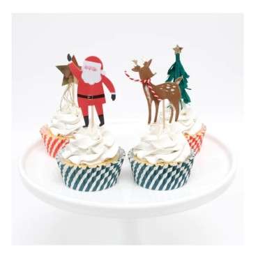 Weihnachten Cupcake Deko Set mit Topper von Meri Meri - Cupcake Geschenkset Weihnachten