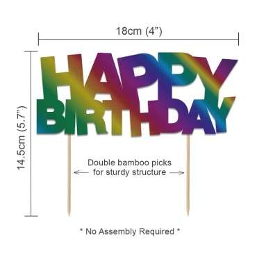 Rainbow Happy Birthday Cake Topper Foil J124 - Happy Birthday Caketopper Rainbow