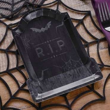 R.I.P. Grabstein Pappteller - Ginger Ray Embossed Tombstone Halloween Plates