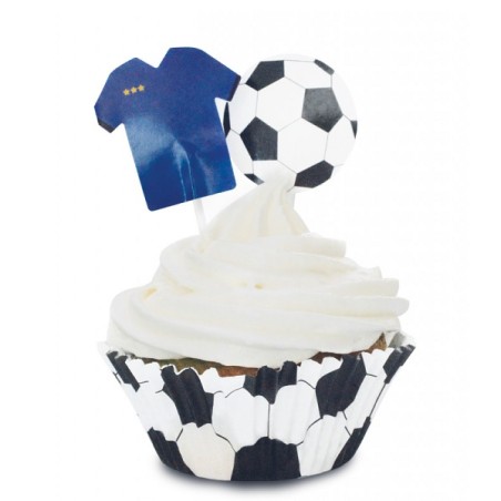 ScrapCooking Baking Cups & Toppers Football Set/24 - Soccer Cupcake Baking Kit