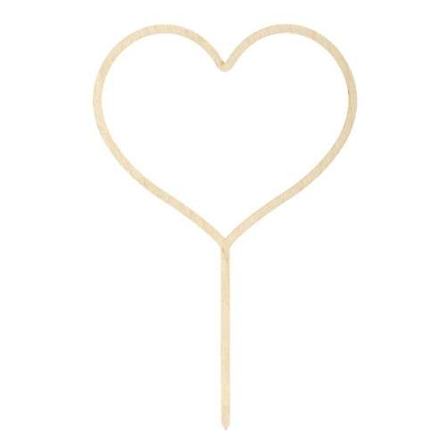 PartyDeco Wooden Heart Cake Topper, 14.5x23cm