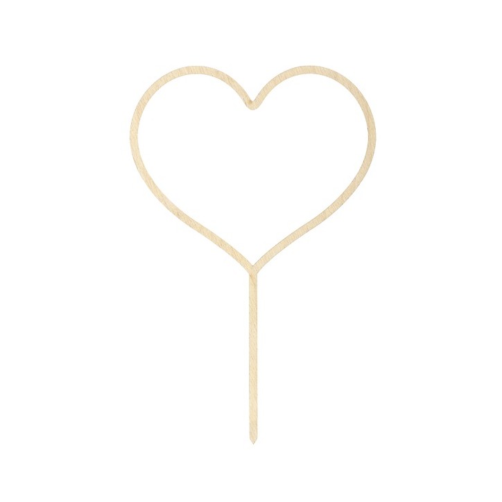 Heart Shaped Cake Topper - Wooden Heart Cake Topper - Wedding Cake Topper Heart