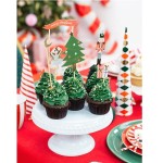 PartyDeco Merry Xmas Cake Topper Set, 6 pcs