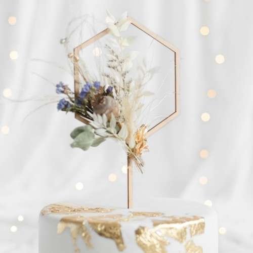 PartyDeco Wooden Hexagon Cake Topper, 13x24cm