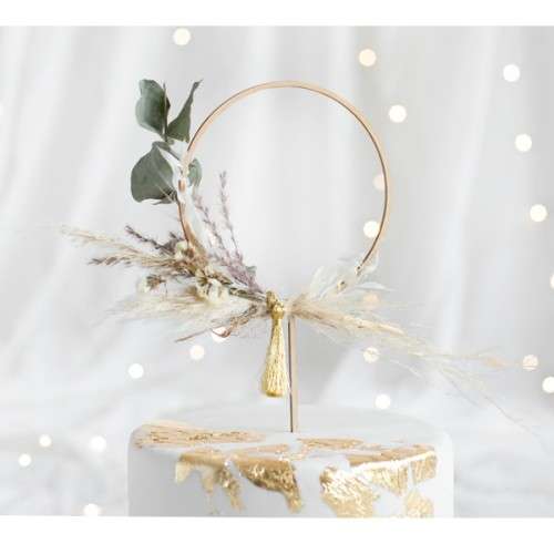 PartyDeco Wooden Hoop Cake Topper, 14cm