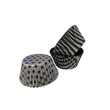 Vogue Polka Dot Cupcake Förmchen Silber / Schwarz