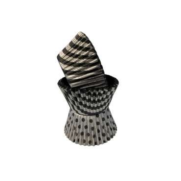 Spot & Stripe Vogue Muffin Liners Silver/Black - Cupcake Liners Black/Silver