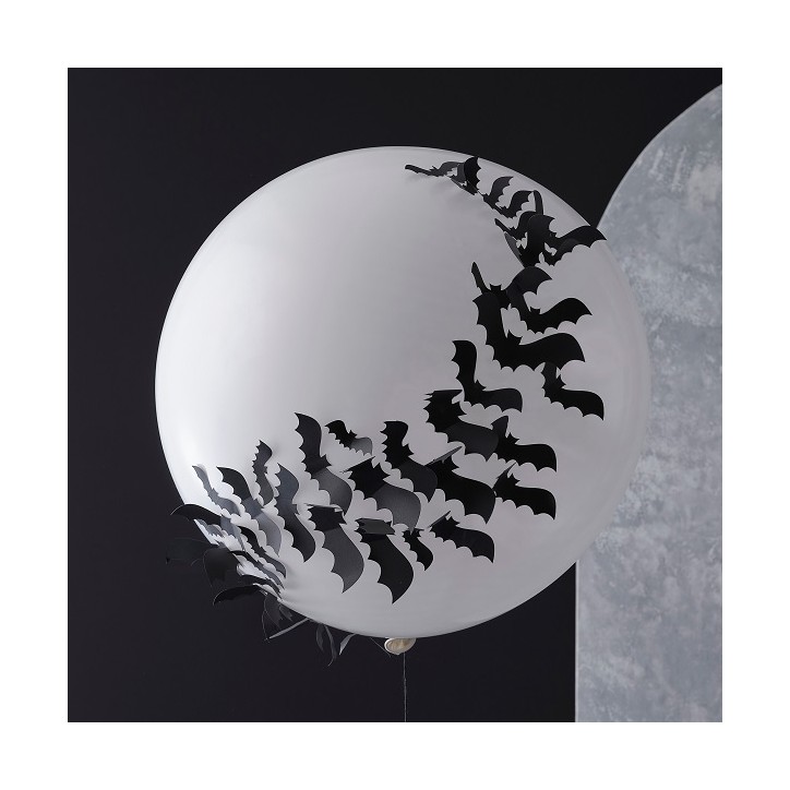 Giant White Halloween Balloon with 3D Bats FN-127