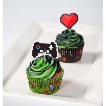 Gamer Cake Decoration - Minecraft Cupcaketopper - J147 Gaming Cake Topper