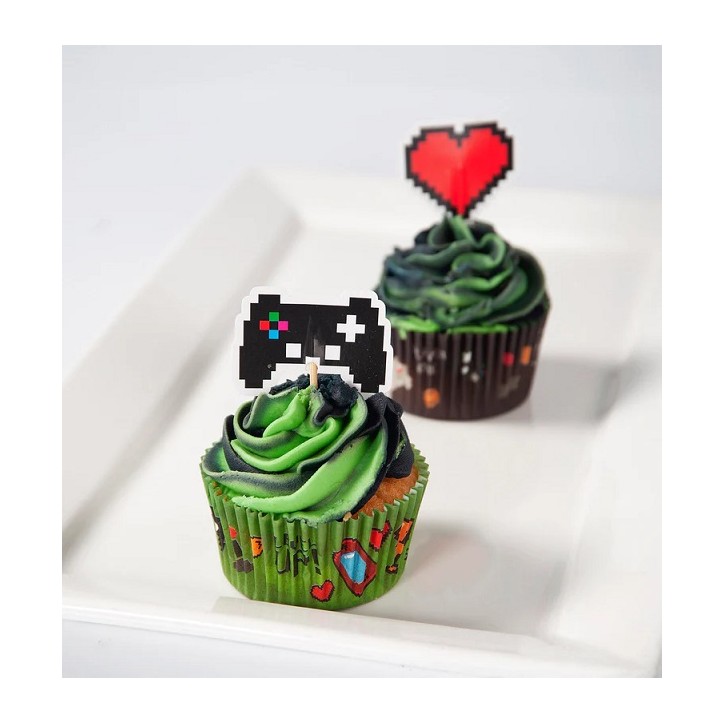 Gamer Cake Decoration - Minecraft Cupcaketopper - J147 Gaming Cake Topper