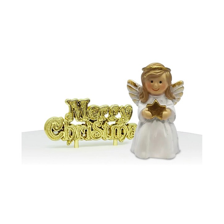 Nativity Angel Resin Cake Topper - Christmas Angel Cake Topper - Xmas Cake Topper