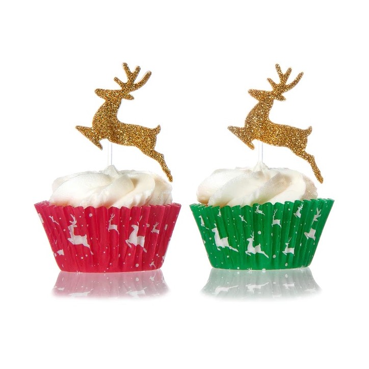 Rentier Cupcake Förmchen - Weihnachts Cupcakeförmchen Reindeer