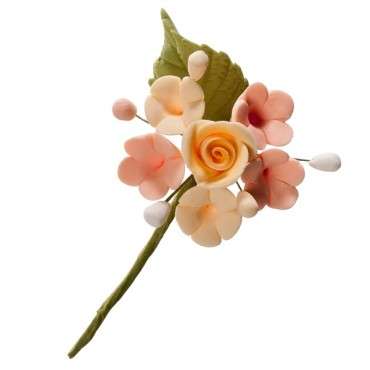 Mini Rosen Blumen Bouquet Peach & Lila - Kuchendekor Mini Blumenbouquets