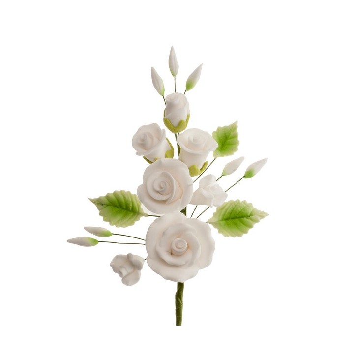 6 bouquets of white sugar roses - Wedding Cake Decoration Sugar Roses