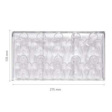 Gingerbread Chocolate Mould - Gingerman Polycarbonate Mould - CHOCOLATE POLYCARBONATE MOULD GINGERBREAD 60X45,8 H8,5MM