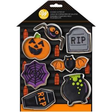 Halloween Haunted House Cookie Cutters Set, 7-Piece Metal Set 02-0-0376 - Wilton Cookie Cutter Haunted House Set/7