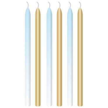 6 Candles 1st Birthday Blue Ombre Wax / Plastic Height 12cm