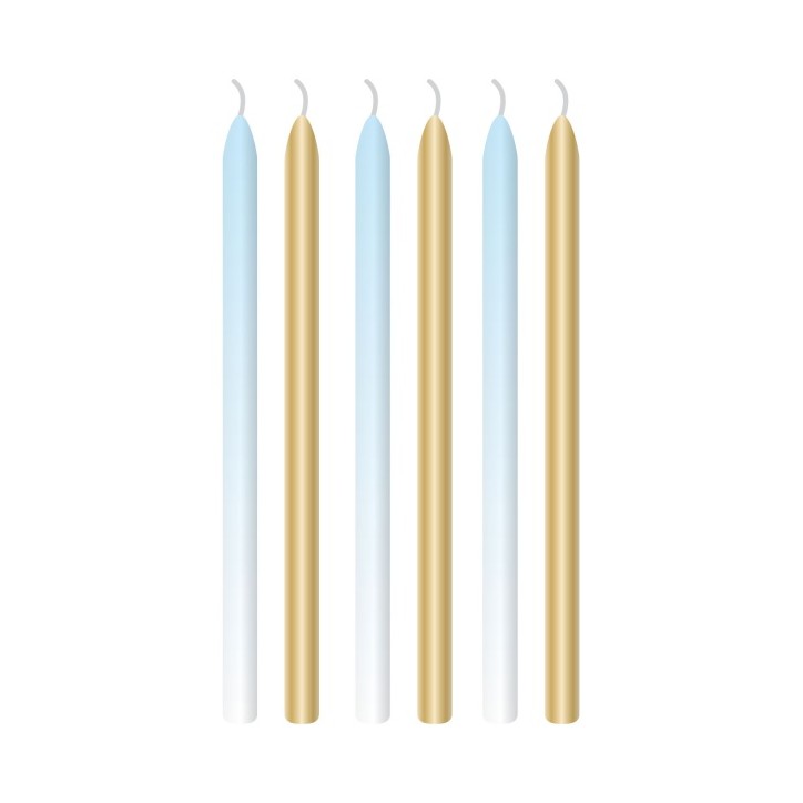 6 Candles 1st Birthday Blue Ombre Wax / Plastic Height 12cm