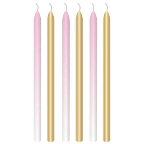 Amscan Birthday Candles Gold & Pink Ombre, 6 pcs