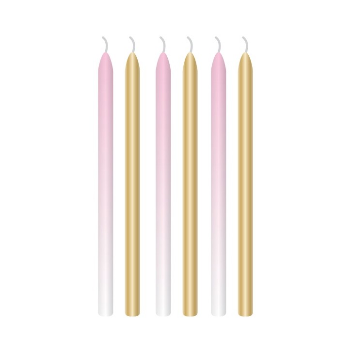 Pink & Gold Cake Candles - Amscan Girl Mix Cake Candles