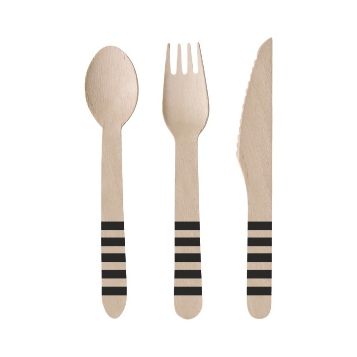 Cutlery Kicker Party Wood (8 Knives, 8 Spoons, 8 Forks) 16.5 cm / 15.9 cm / 15.8 cm