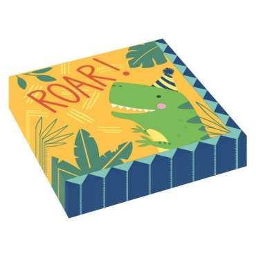 16 Lunch Napkins Dino-Mite 33 x 33 cm