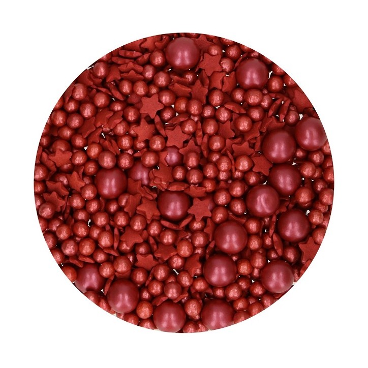 Red Sprinkles Medley Pearls & Stars - FunCakes Sprinkle Medley Bordeaux 60g