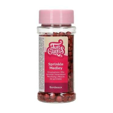 Red Sprinkles Medley Pearls & Stars - FunCakes Sprinkle Medley Bordeaux 60g