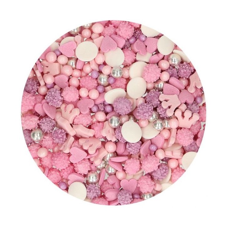 Pink Princess Cake Sprinkles - Crown Sprinkles - Pink-Lilac Sugar Medley