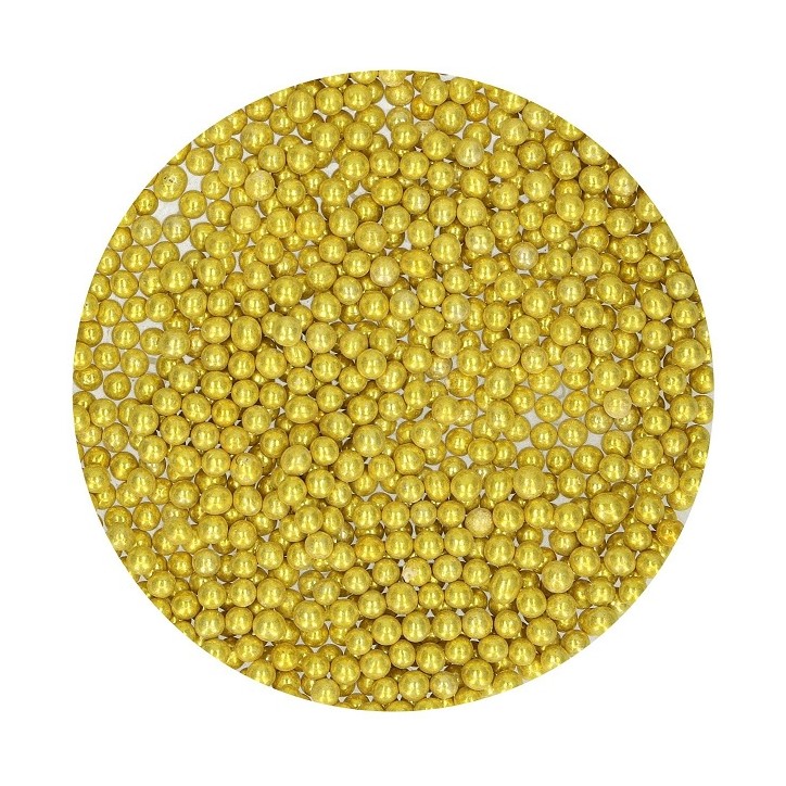 FunCakes Sugar Pearls Medium Metallic Gold 80g - Sugar Pearls Gold 4mm