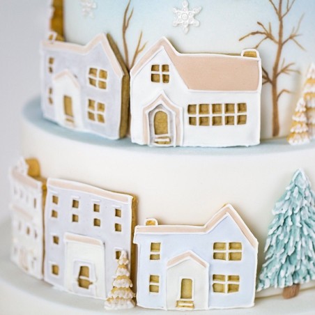 Winterdorf Silikonprägeform - Karen Davies Winter Village Sugarcraft Mould